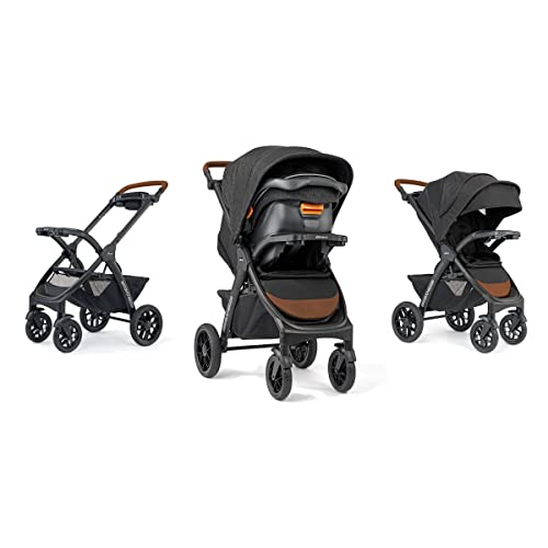 Chicco Bravo Primo Trio Travel System QuickFold Stroller with Chicco KeyFit 35 Zip ExtendedUse Infant Car Seat and Stroller Combo  SpringhillBlack