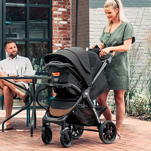 Chicco Bravo Primo Trio Travel System QuickFold Stroller with Chicco KeyFit 35 Zip ExtendedUse Infant Car Seat and Stroller Combo  SpringhillBlack