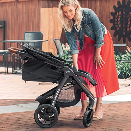 Chicco Bravo Primo Trio Travel System QuickFold Stroller with Chicco KeyFit 35 Zip ExtendedUse Infant Car Seat and Stroller Combo  SpringhillBlack