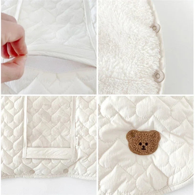 Baby Stroller Gloves Pushchair Hand Muff Waterproof Pram Accessory Stroller Mitten Fur Fleece Hand Muff Mitten with Phone Pocket
