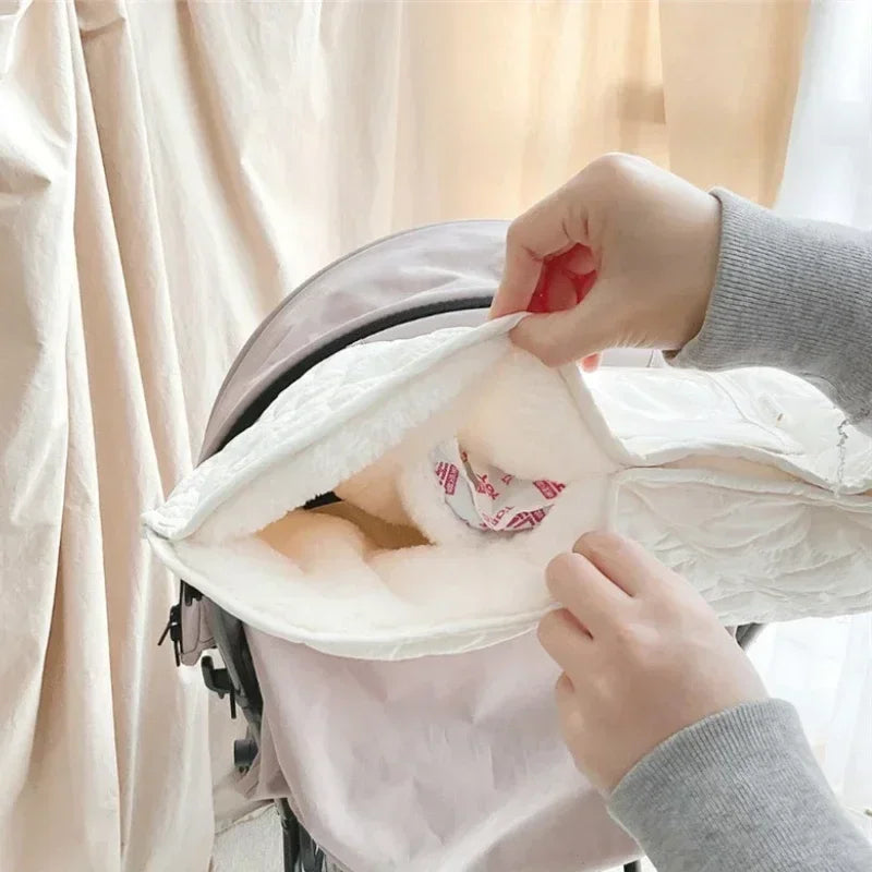 Baby Stroller Gloves Pushchair Hand Muff Waterproof Pram Accessory Stroller Mitten Fur Fleece Hand Muff Mitten with Phone Pocket