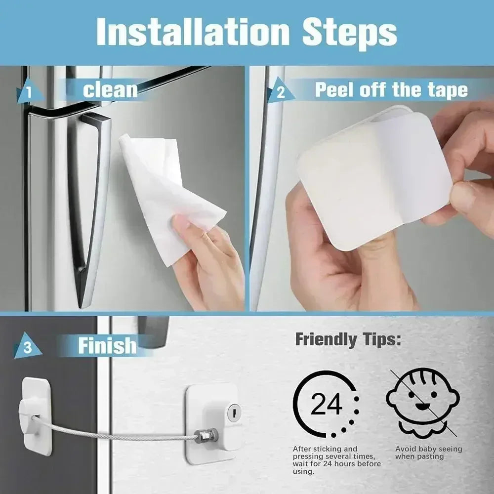Baby Safety Refrigerator Lock with Keys Infant Security Cabinet Locks Sliding Closet Door Locks  Baby Security Protection